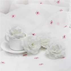 Set of 10 Royal Blue Silk Rose Flower Heads (Milk White)