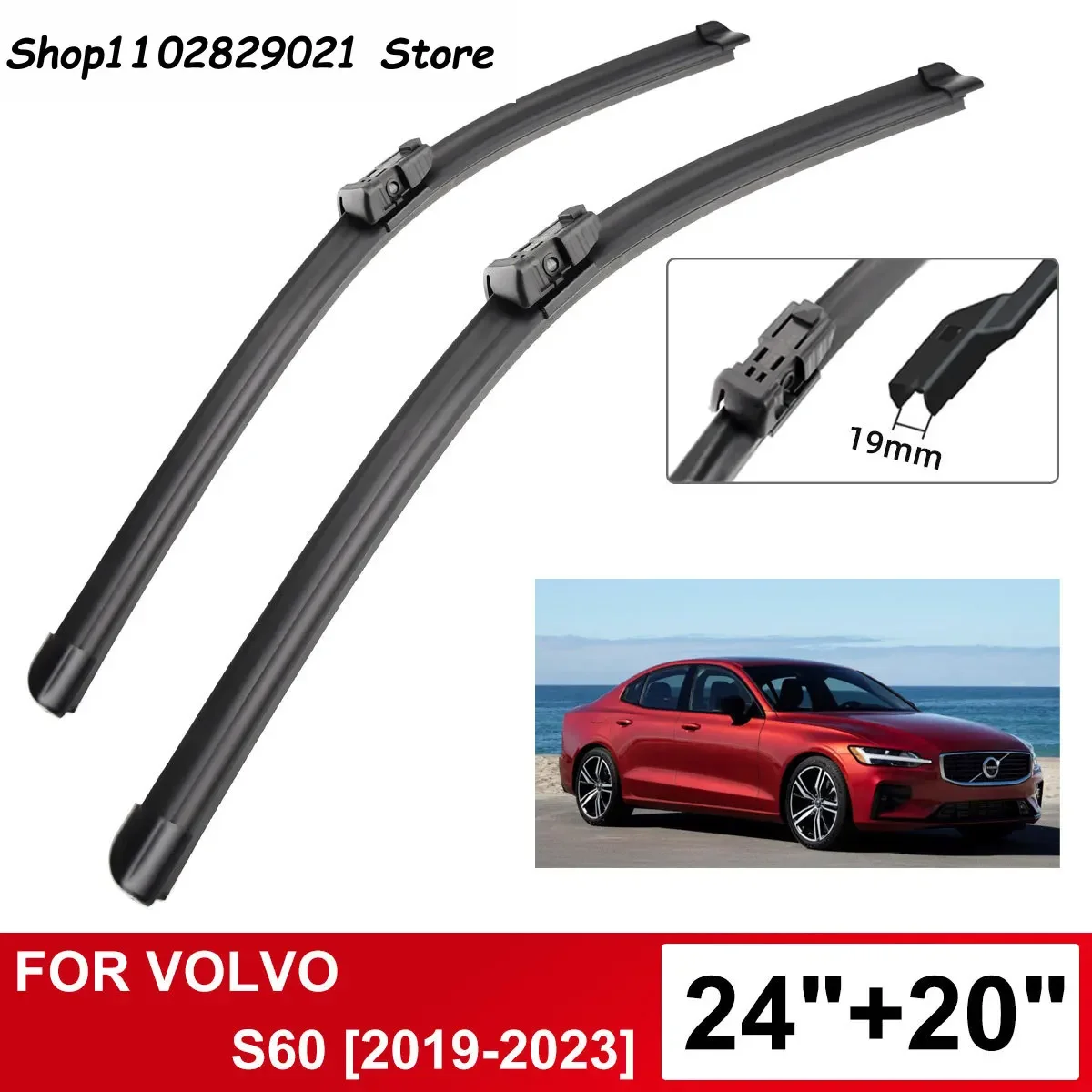 

For Volvo S60 2019-2023 Car Accessories Front Windscreen Wiper Blade Brushes Wipers 2019 2020 2022 2023
