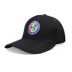 Alfa Romeo Emblem Adjustable Baseball Hat - Unisex Peaked Cap (Black)