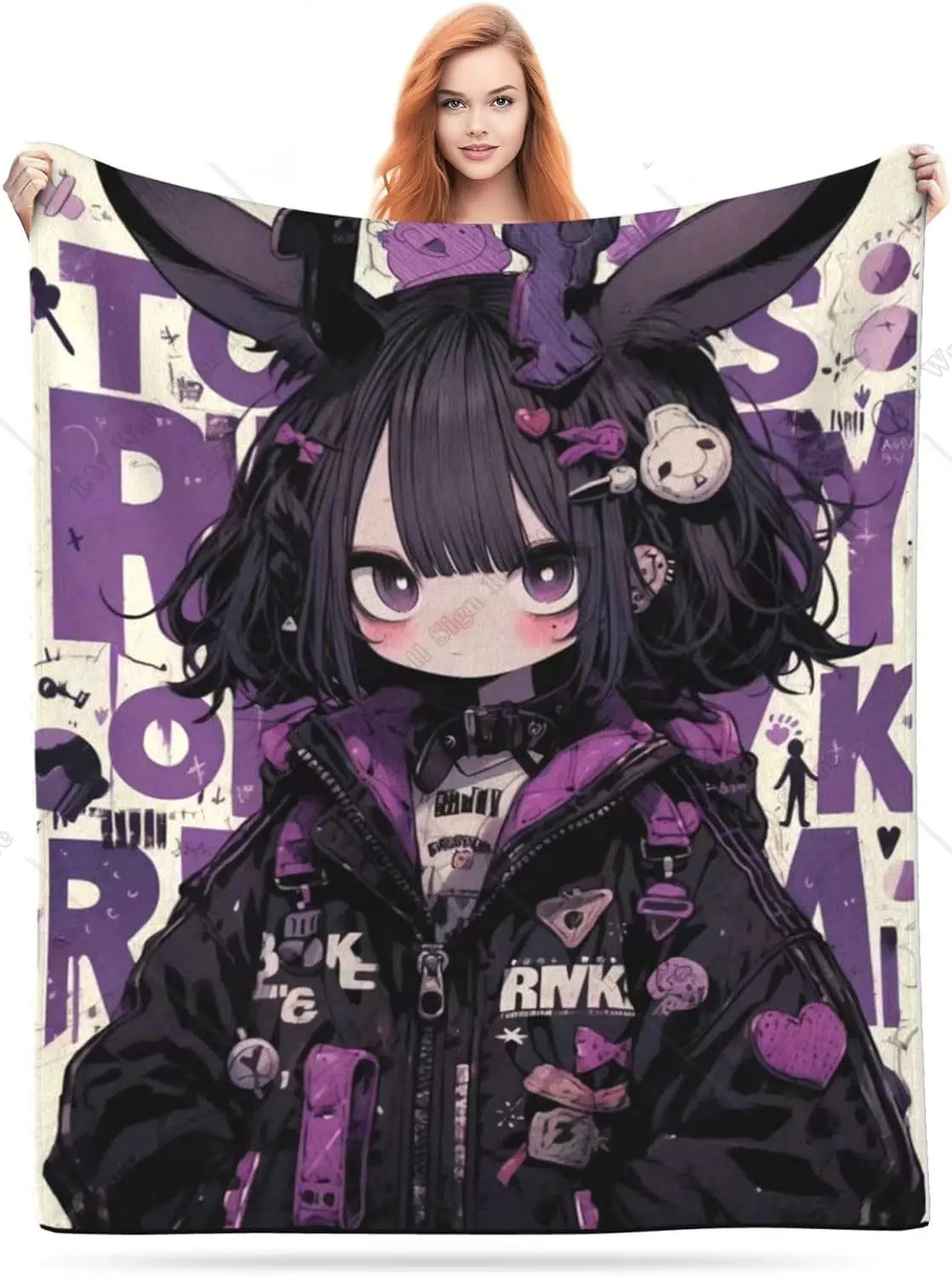 

Kawaii Cartoon Anima Blanket Cute Throw Blankets for Girls Soft Flannel Travel Blanket for Bedroom Living Room Couch Office