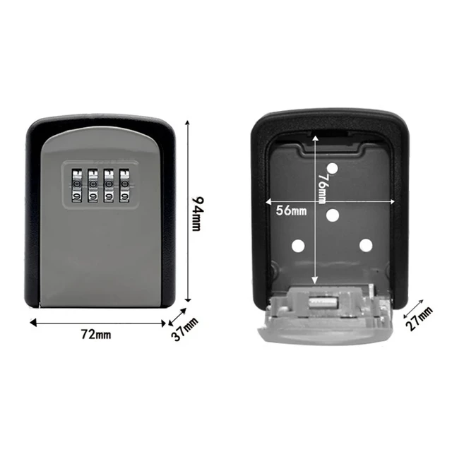 Wall Mount Key Lock Box 4 Digit Password Code Security Lock No Key for Home Office Key Safe Secret Storage Box Organizer 6