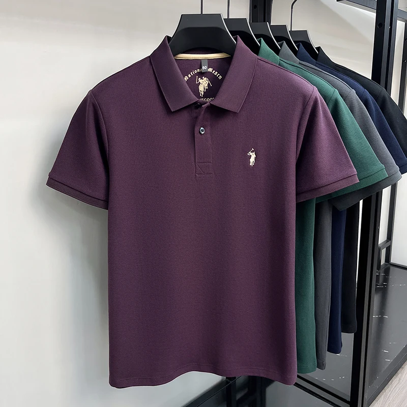 High-End 100% Baumwolle Kurzarm Polo Shirt Herren Sommer Luxus Marke Klassische Paul Pony Stickerei Freizeit Business Mode Golf T-Shirt – Detail 31