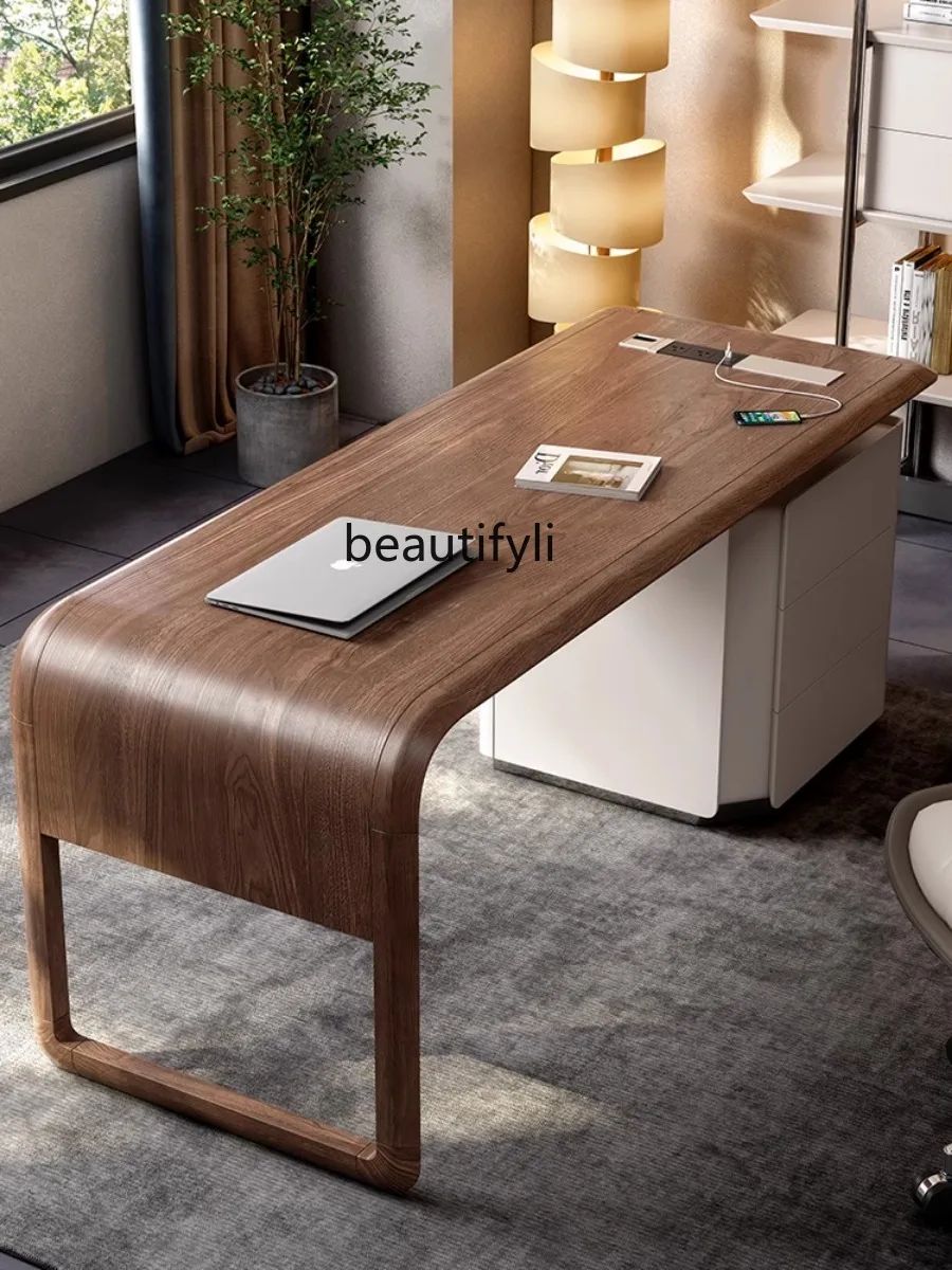 Nordic Walnut Solid Wood Office Computer Desk Living Room Designer Model Affordable Luxury Style Modern Study High-Grade Desk men s belt fashion luxury men s belt designer belt men s high quality car model automatic buckle belt luxury car logo belt