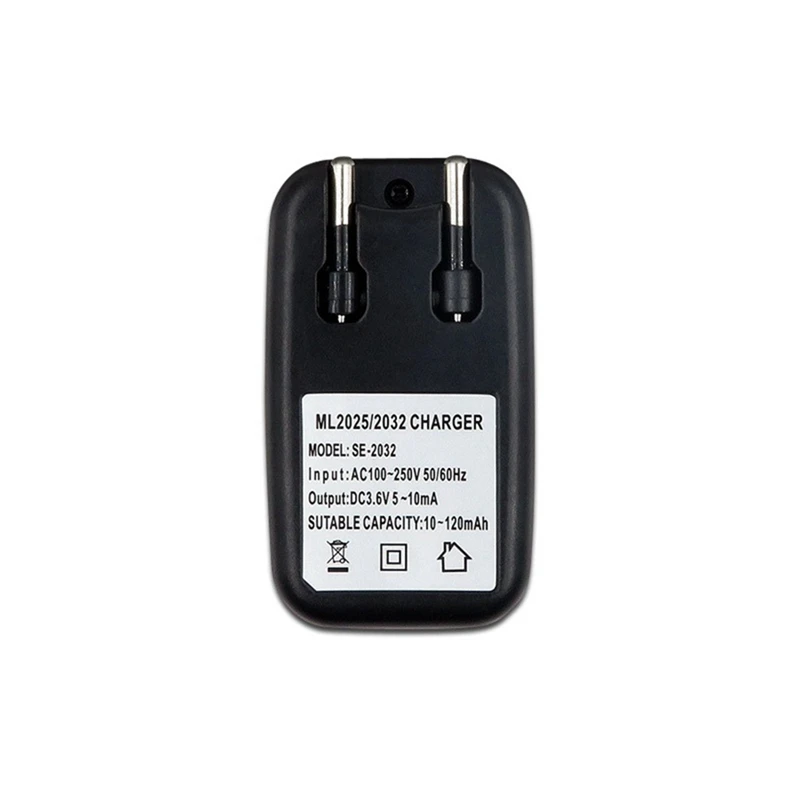 3.6V Battery Charger Lithium 2032 Battery Charger Adapter For ML2032 ML Coin Button Cell Easy Install EU Plug