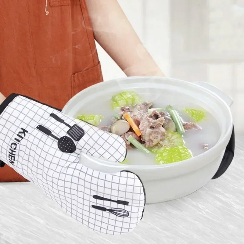 Anti-Scalding Microwave Cotton Gloves Insulation Pads Thickened Heat-Resistant Kitchen Oven Baking Barbecue Tools 2pcs/set kitchen gloves cotton pot holders