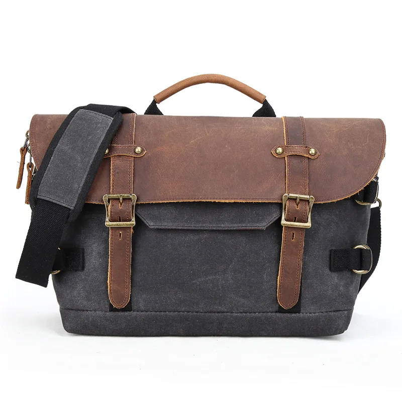 

Casula Men Women Waterproof Canvas Leather Camera Bag Photography Package DSLR Shoulder Case Messenger Bag Unisex Laptop Handbag