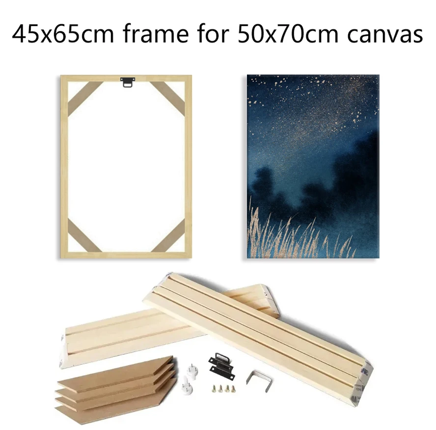 45x65cm Wooden Frame For 50x70cm Canvas Wall Art Prints Diamond Painting Frame Kit Picture and Poster Wood Wall Home Decor Wood Canvas Frame