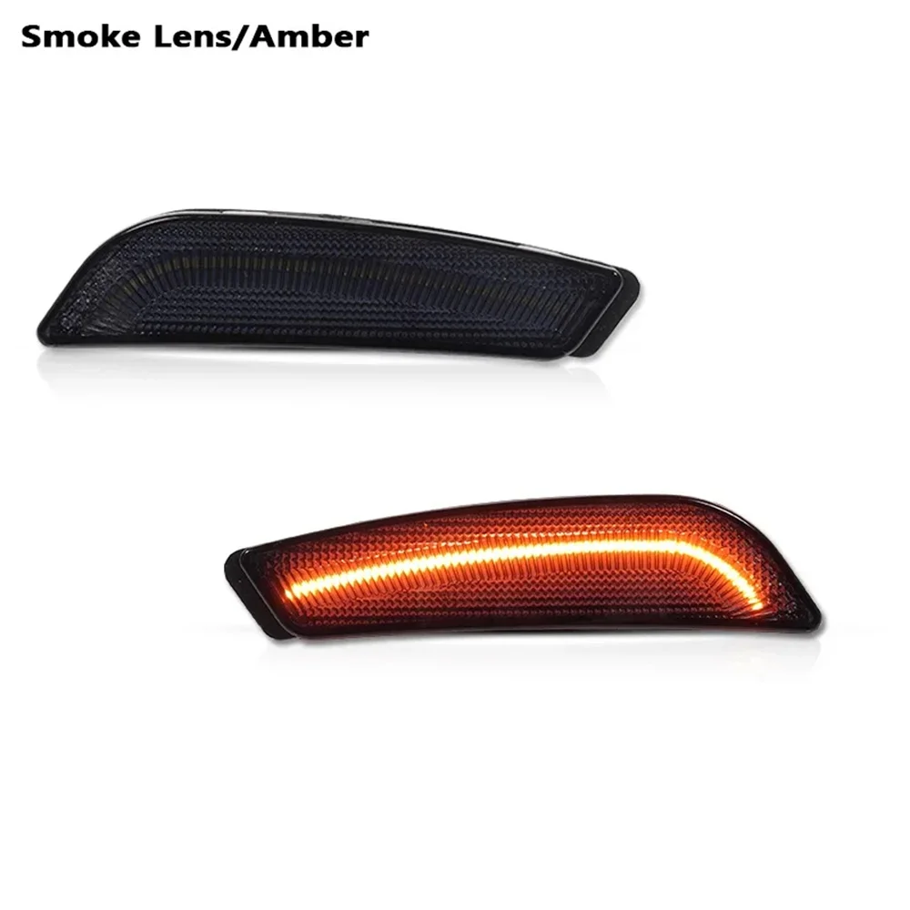 Amber LED Front Bumper Side Marker Lights Clear Lens For 2003-2007 Cadillac CTS