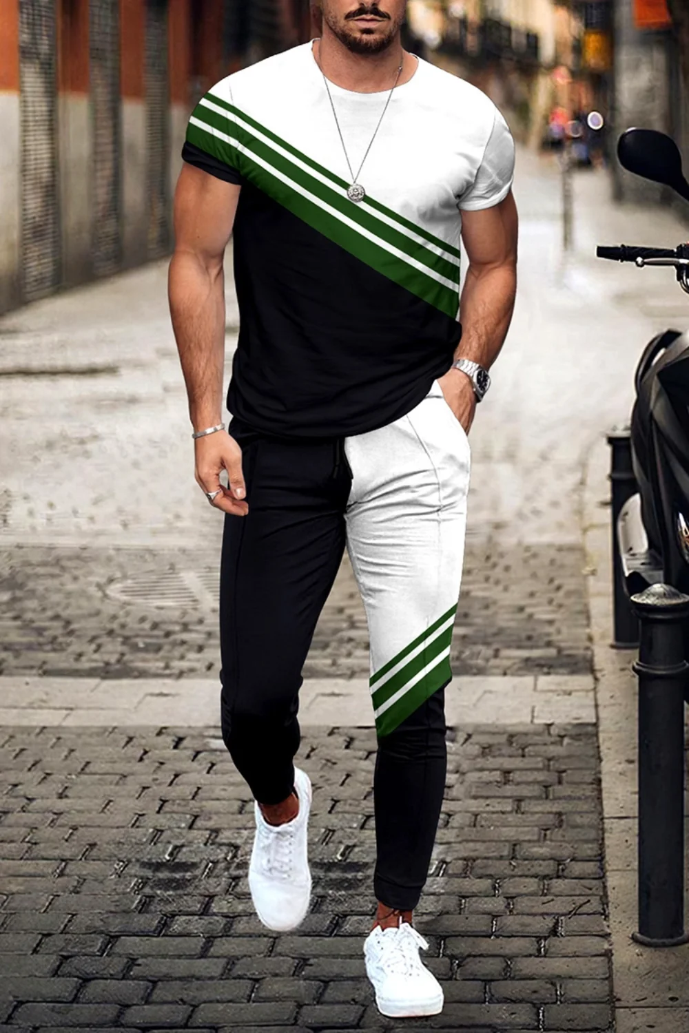 2 Pieces Outfit Tracksuit Summer Men's Casual Jogging Suit Fashion T