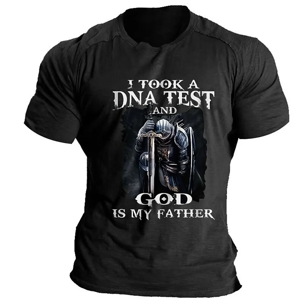 

T Shirt For Men Crusader Knights Printing Short Sleeve Tops Europe and America Harajuku Vintage Clothes Casual O-neck Loose Tees