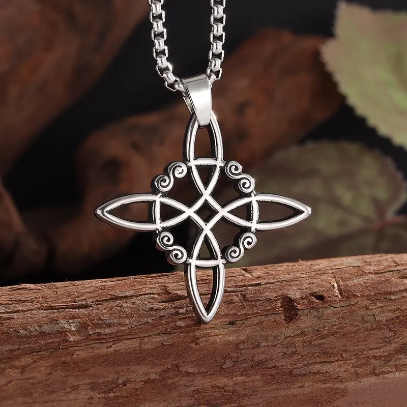 Collana Con Nodo Delle Streghe In Acciaio Inossidabile, Ciondolo Celtico Wiccano, Per Uomo E Donna, 60 Cm