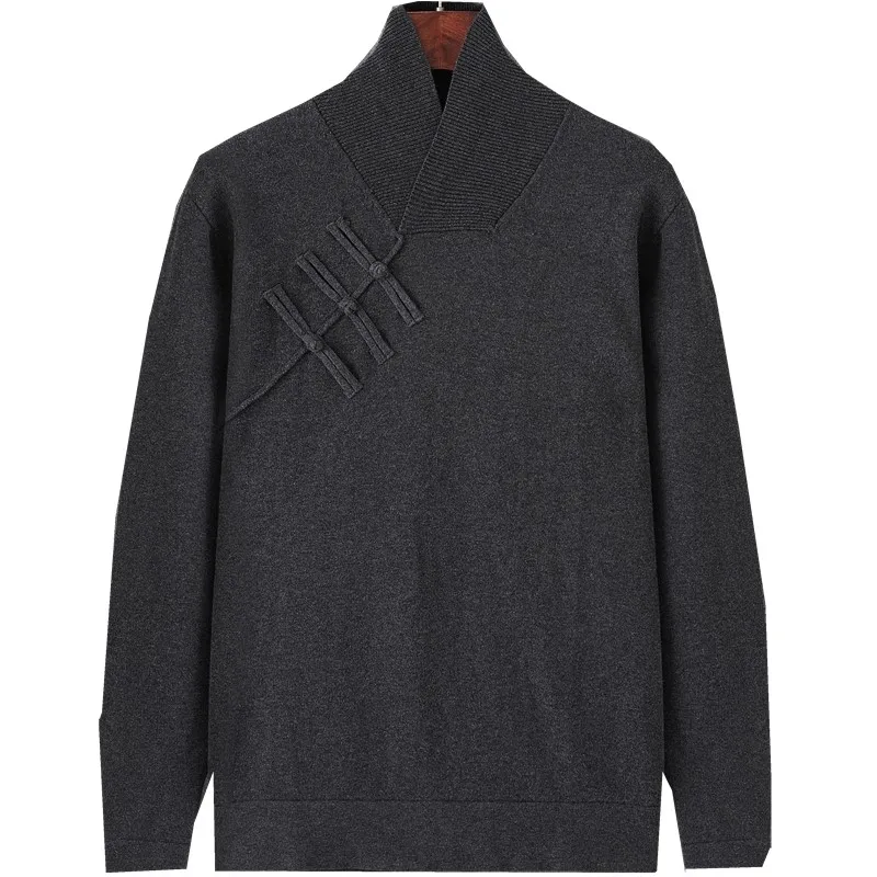 

Winter Men's Sweater Fashion Pullover South Korea Fashion Casual High Neck Knitwear Retro Clothes Large Chinese Solid