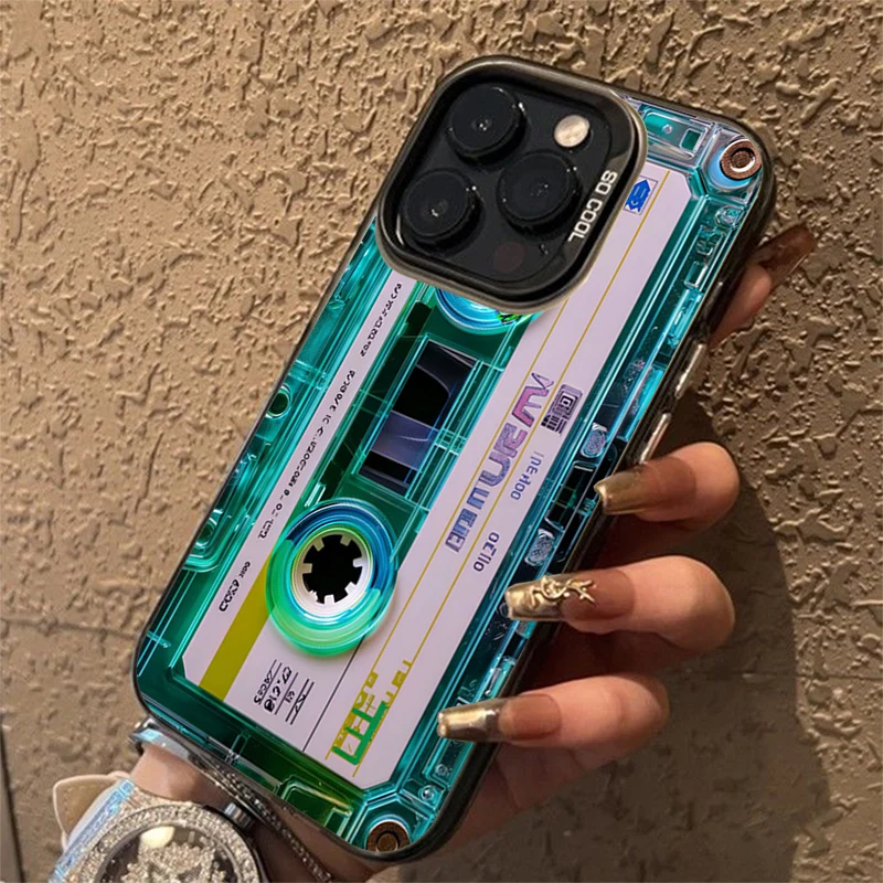 Retro Cassette Tape Electroplate Silver Phone Case Cover