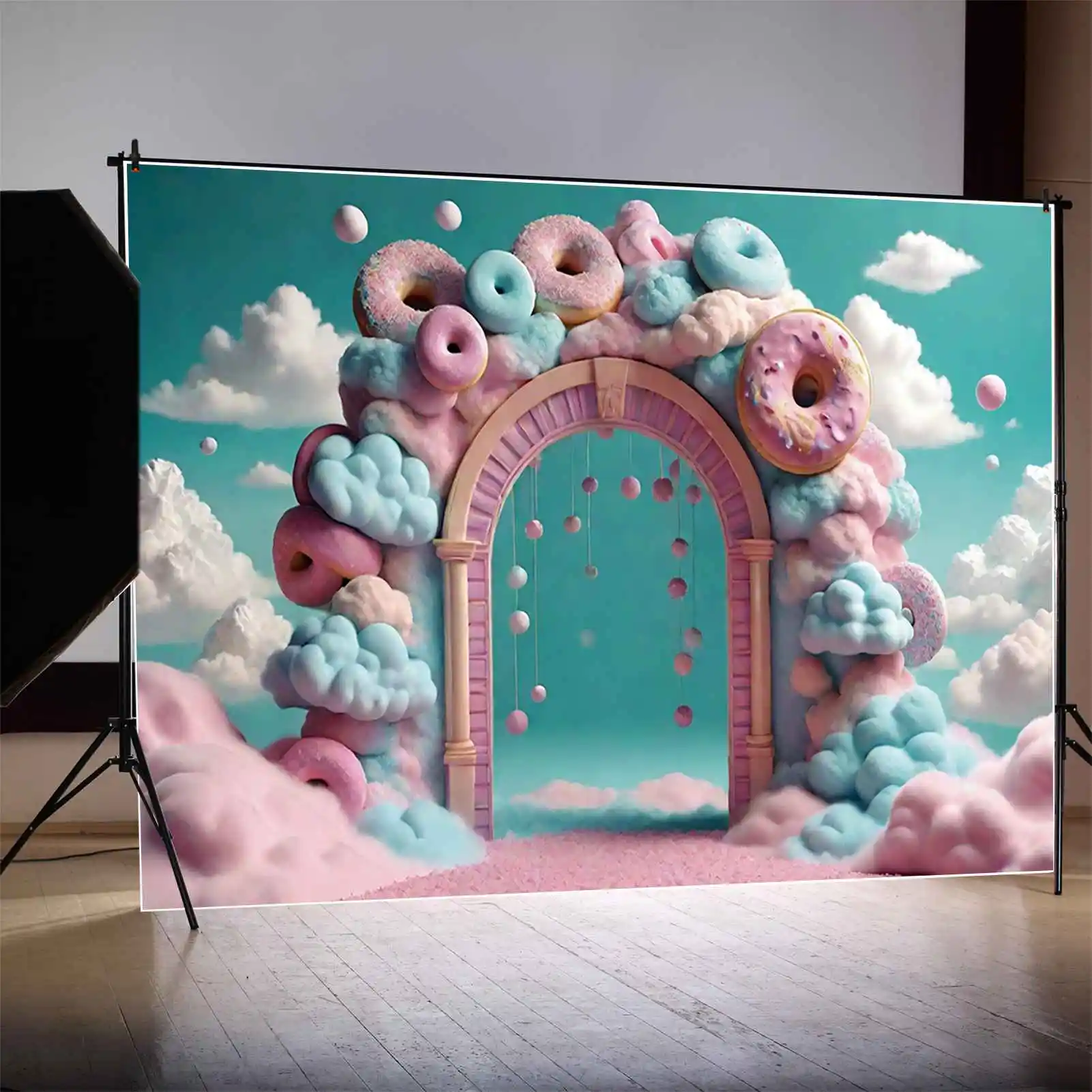MOON.QG 공주 요정 첫 생일 배경 어린이 캔디 바 롤리팝 배경, 커스텀 파티 포토콜 스튜디오 소품