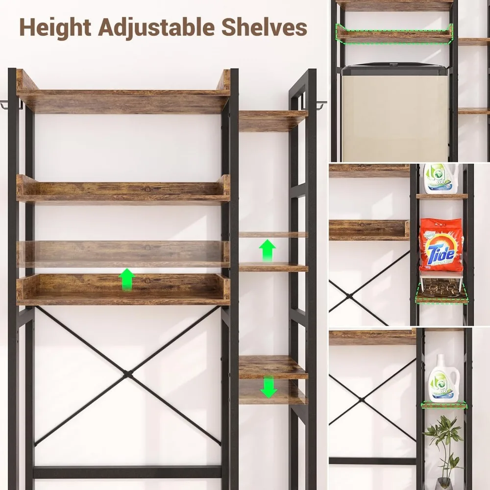 Over The Toilet Storage with 2 Drawers - 7 Tier Bathroom Organizer with Adjustable Shelf, Freestanding Space Saver Storage Rack 6