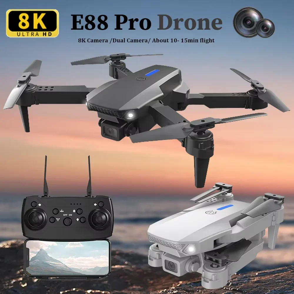 2026 E88 HD 4K RC 드론 (광각 카메라 탑재) 접이식 헬리콥터 쿼드콥터 어린이용 전문가용 선물 장난감 (KBDFA)