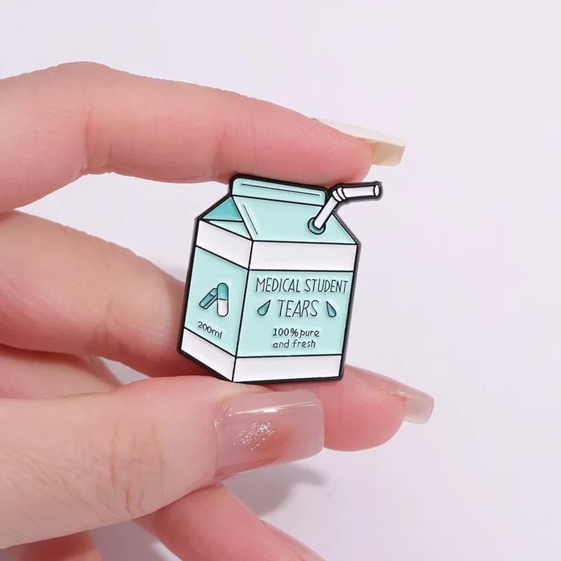 Wissenschaft Sammlung Metall Brosche Milch Karton Blume Reagenzglas Pille Biowissenschaft Molekulare Formel Gehirn Abzeichen Punk Pin Schmuck Geschenk – Detail 10