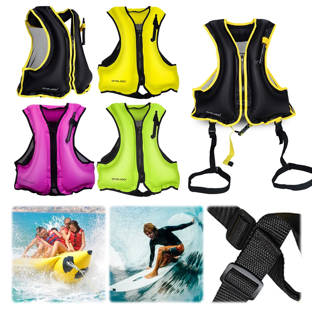 Neoprene Life Jacket Inflatable Snorkeling Vest For Men Women