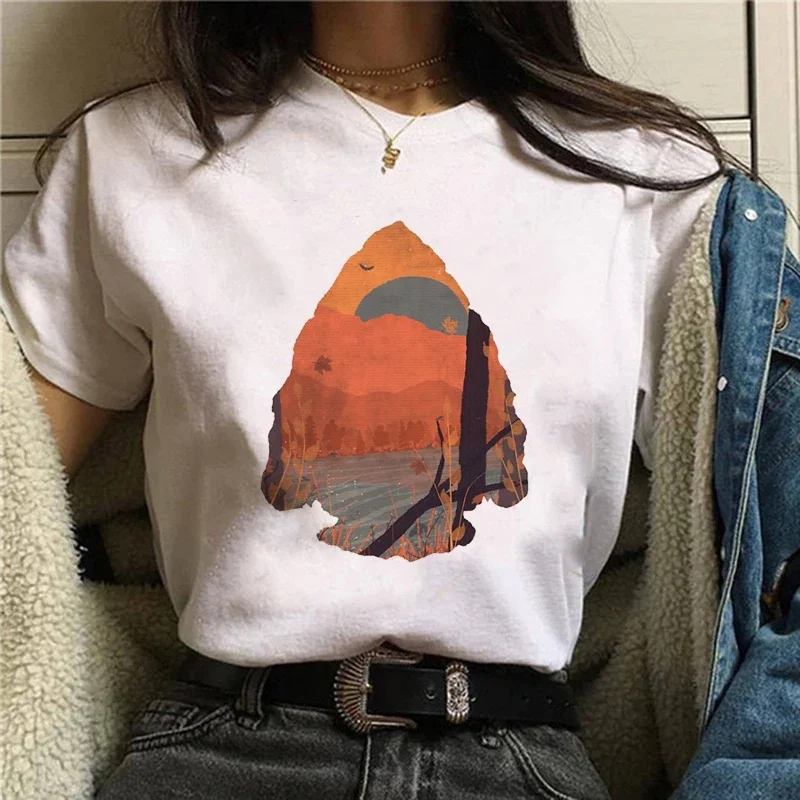 

Clothing Art Casual Printed T-Shirt Short Sleeved Cute Versatile Women's 90s Printed Fashion Style Pattern Top White T-Shirt.