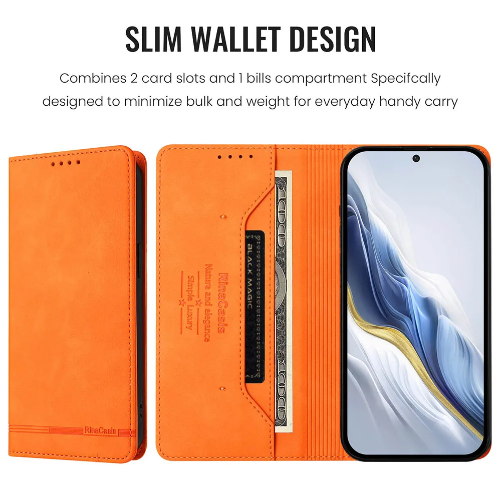 Magnetic Leather Wallet Flip Case - Premium Back Cover in Elegant Design