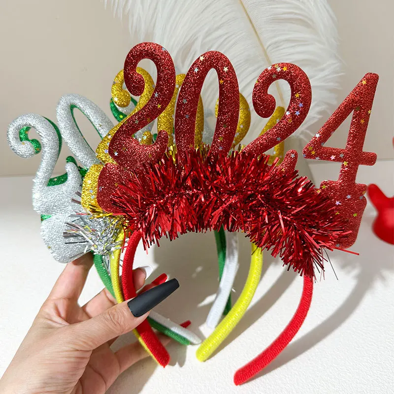 

Christmas Hair Hoop Party Decoration Props New Year Hair Accessories Korean Style Digital 2024 Headwear Gifts for Children