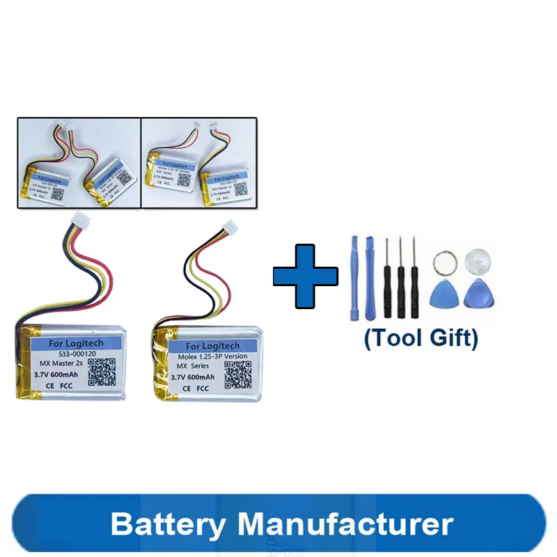Toolset Regalo + 600Mah 533-000120 Batteria Per Logitech Mx Master 2S Wireless Game Mouse Batterie Accumulatore Akku