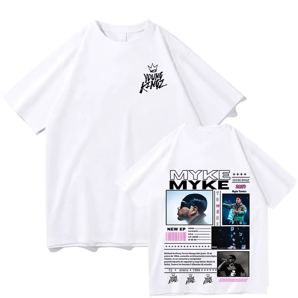 Rapper Myke Towers Graphic Print T-shirts Men Women Fashion Hip Hop Crewneck Tshirt Men's Casual Oversized Short Sleeve T Shirts 4