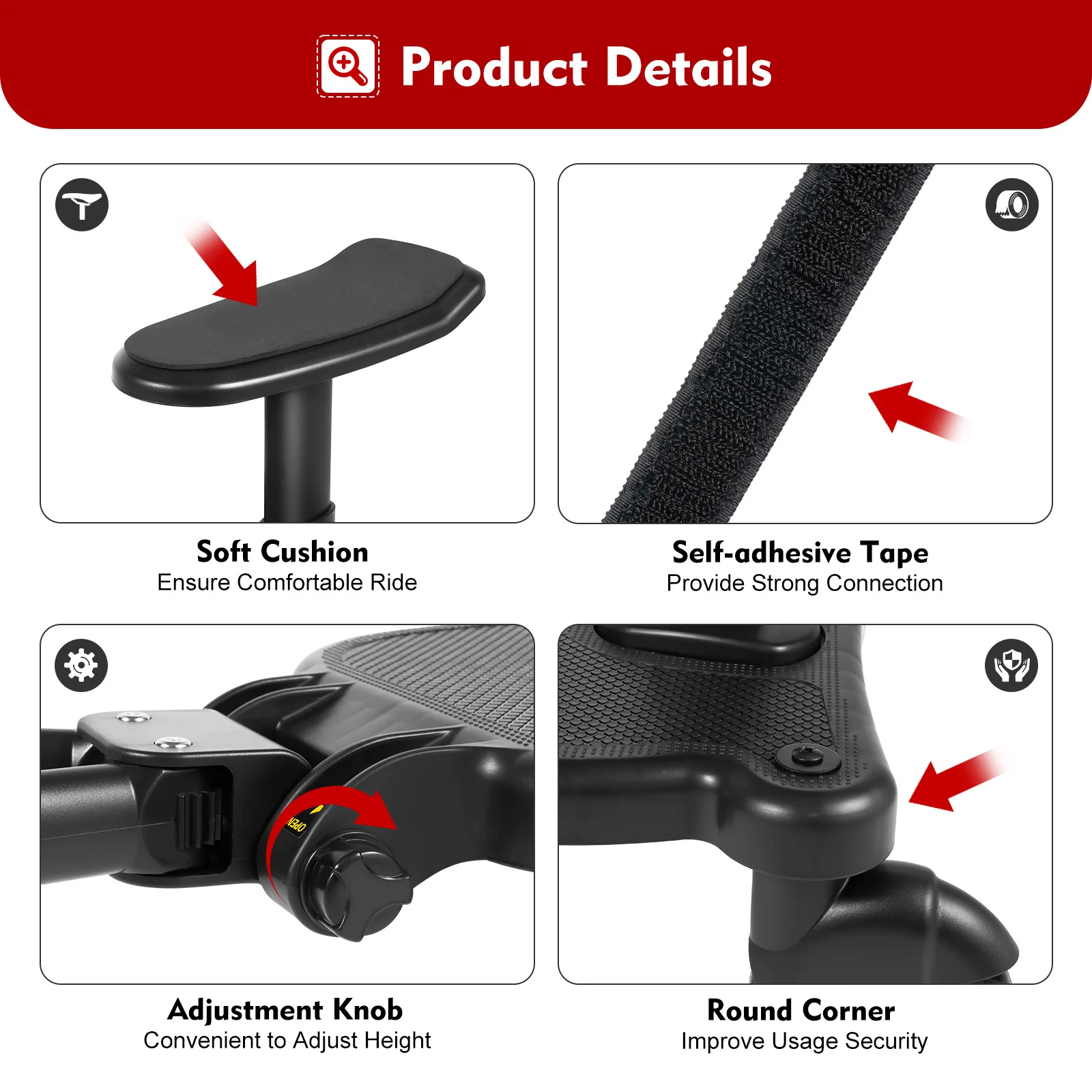 Adjustable 2-in-1 Stroller Ride-On Board with Removable Seat,