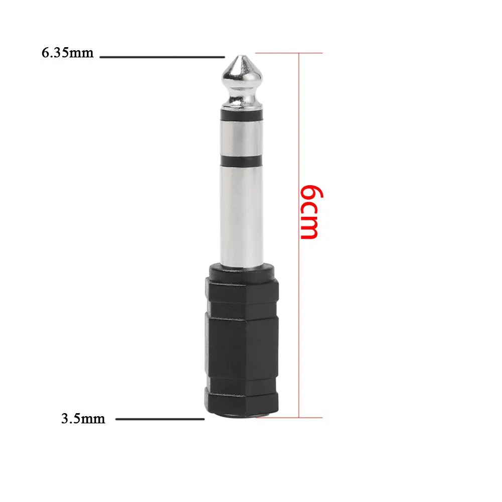 Portable 3.5mm Jack to 6.35mm Stereo Headphone Adaptor Connector Converter 6.3mm Audio Head Microphone Converter Plug