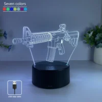 1pc submachine gun modeling night light, USB atmosphere table light, holiday gift table light for friends. 1