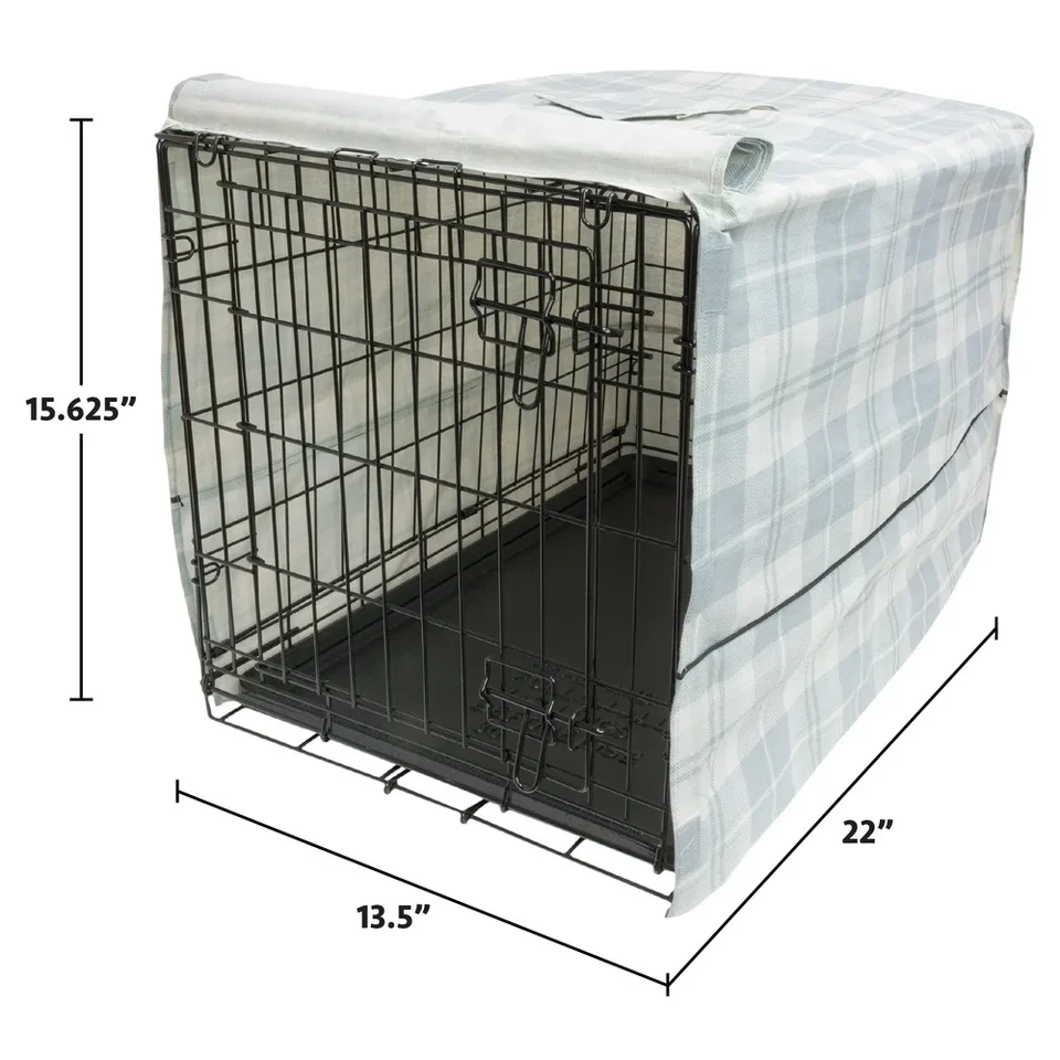 22 Inch Cozy Plaid Dog Crate Cover with Ventilation