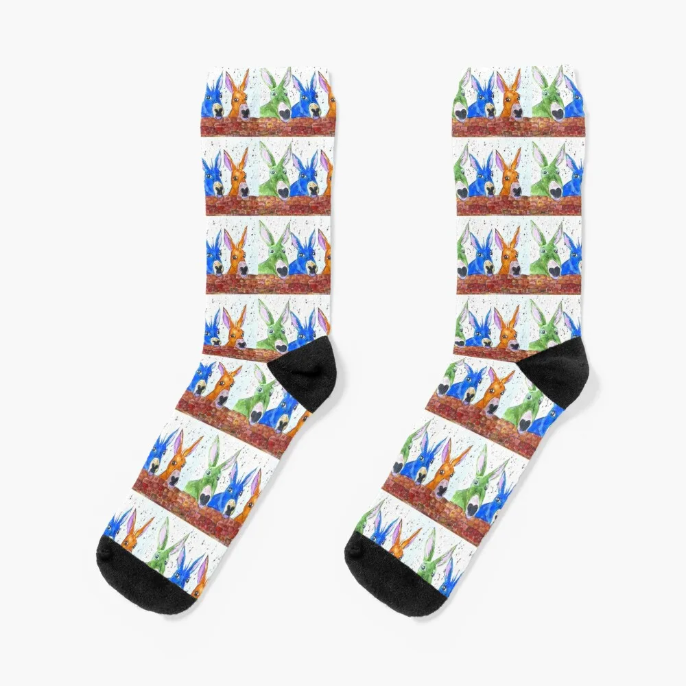 

Three Quirky Colourful Donkeys Socks tennis Funny socks Stockings compression socks cotton Ladies Socks Men's