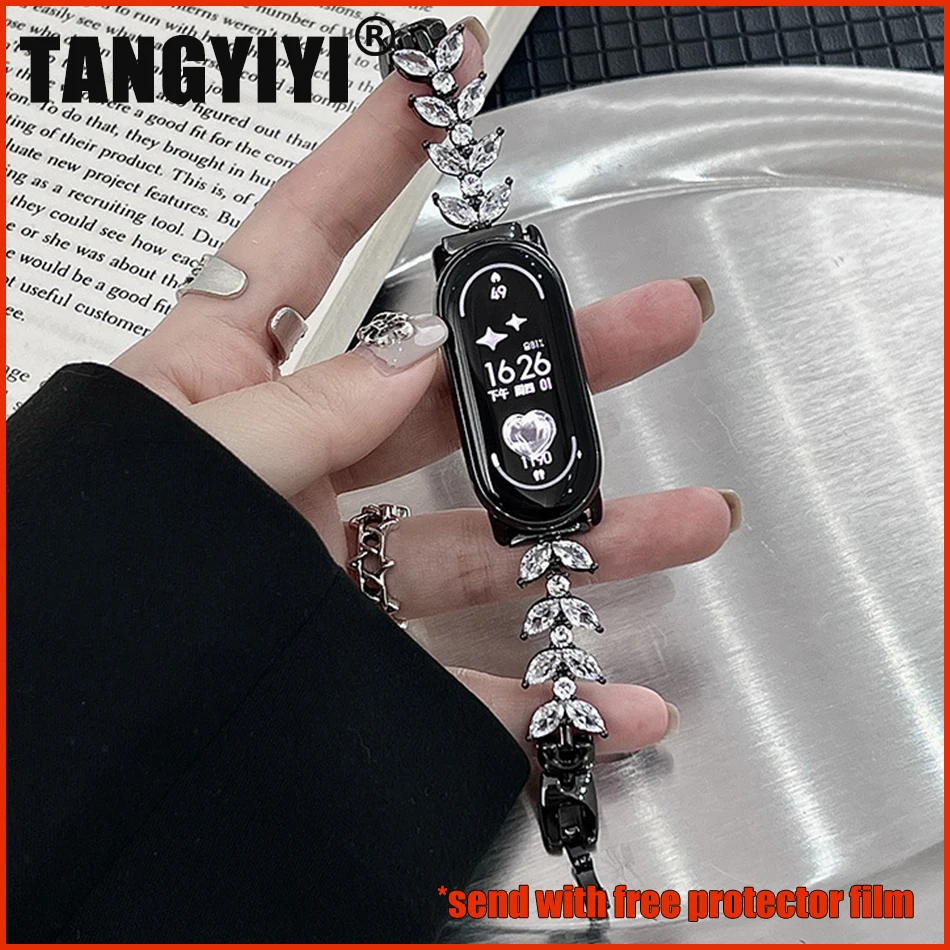 

Strap For Xiaomi Mi Band 8 7 6 5 Watch Band Luxury Glitter Mermaid Diamond Metal Bracelet For Miband 5 6 4 3 Wristband Correa