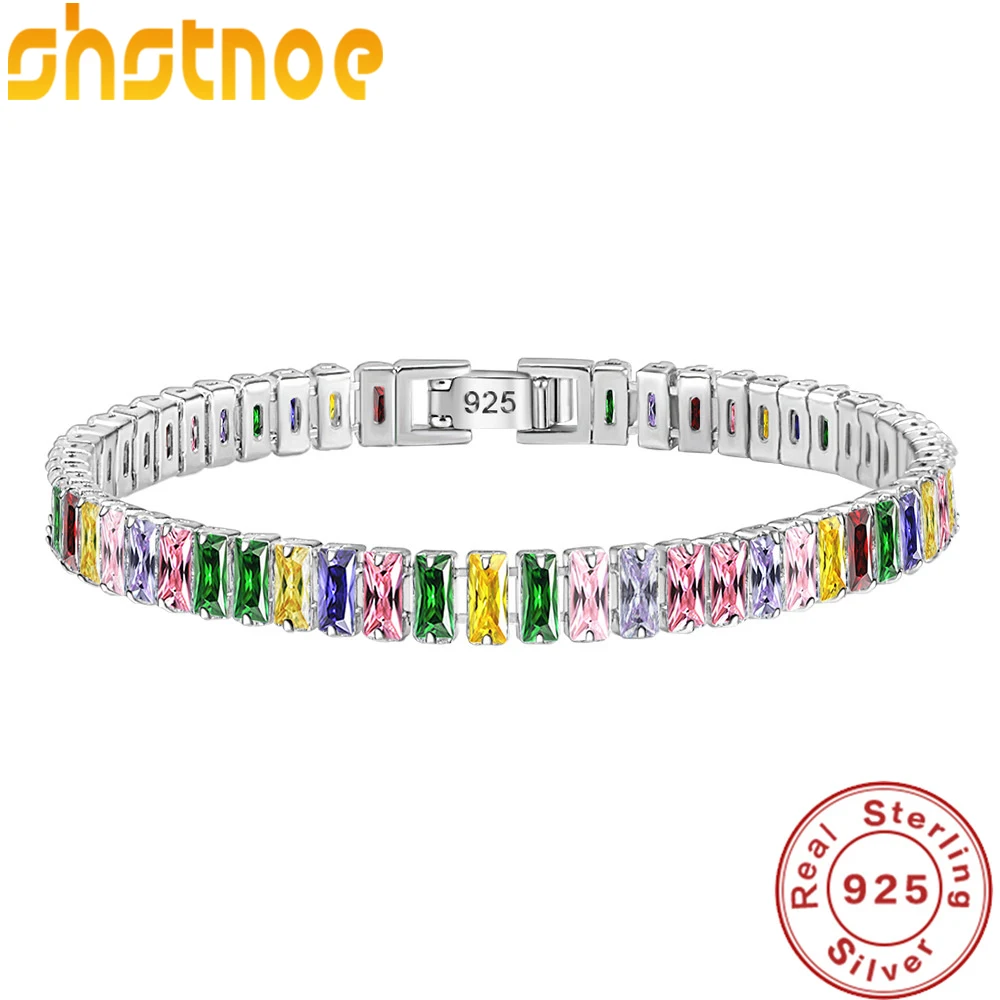 

925 Sterling Silver Bracelet Light Luxury Colored Zirconia Hand Jewelry Bracelet Women Charm Jewelry Gift Party