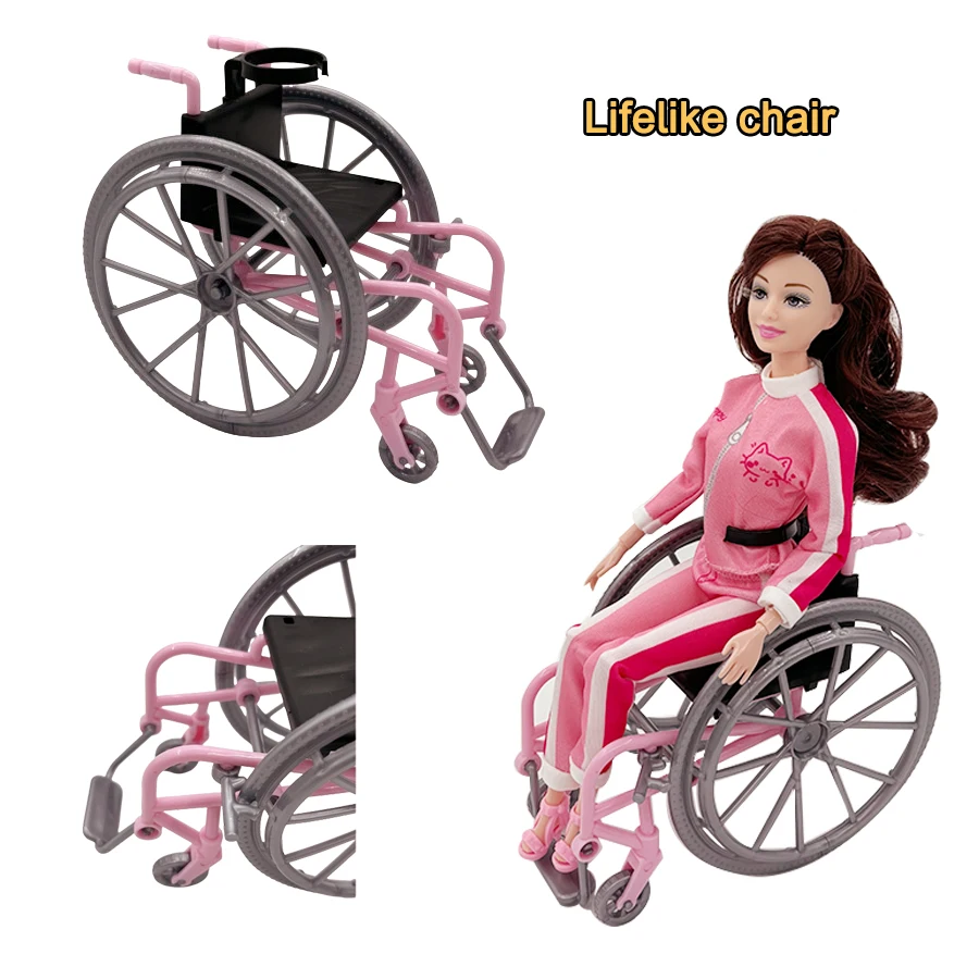 Movable Lifelike Wheelchair for Barbie/ken Dolls Cute Dollhouse Mini Item Doll Accessories Toys for Children Birthday Gift 5