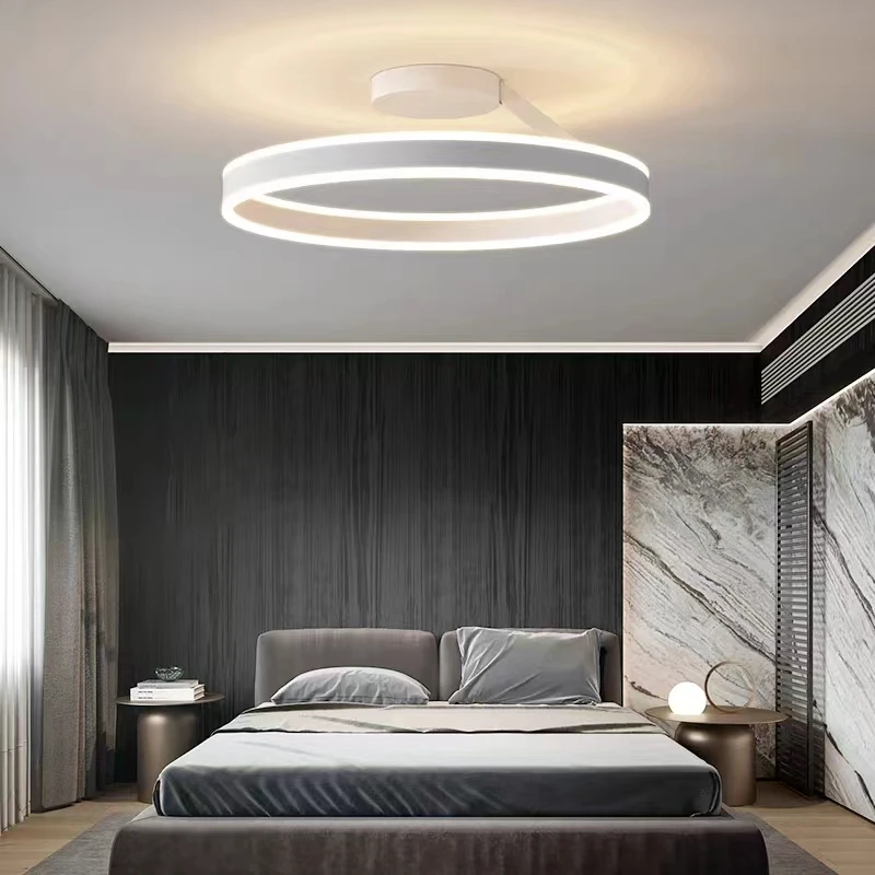 Nordic Ring Led Ceiling Chandelier Dimmable Restaurant Living Room Bedroom Ceiling Light Home Decor Lighting Fixtures