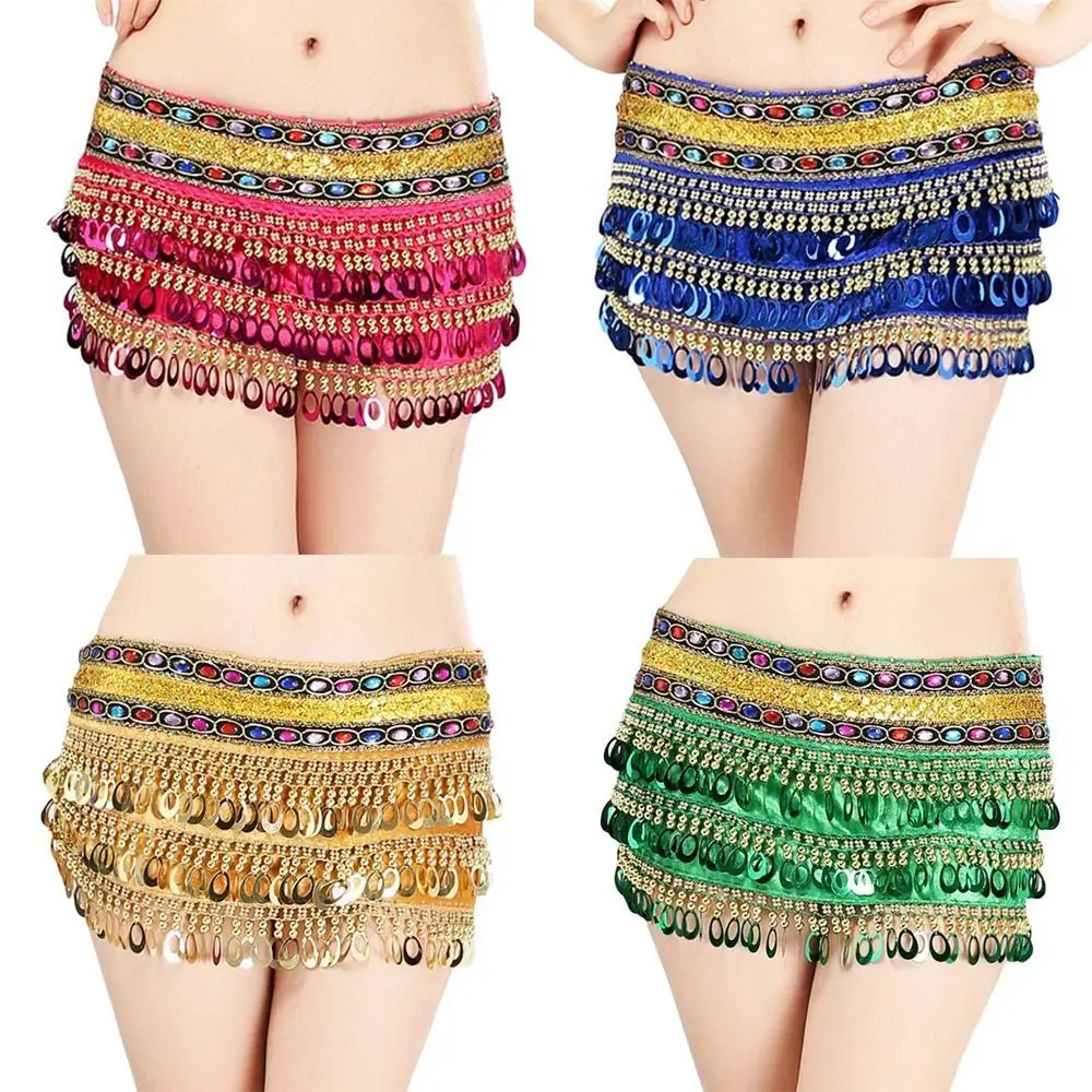 

Sequins Belly Dance Belt Shiny Tassels For Thailand/India/Arab Waist Chain Rhinestone Show Costumes Women
