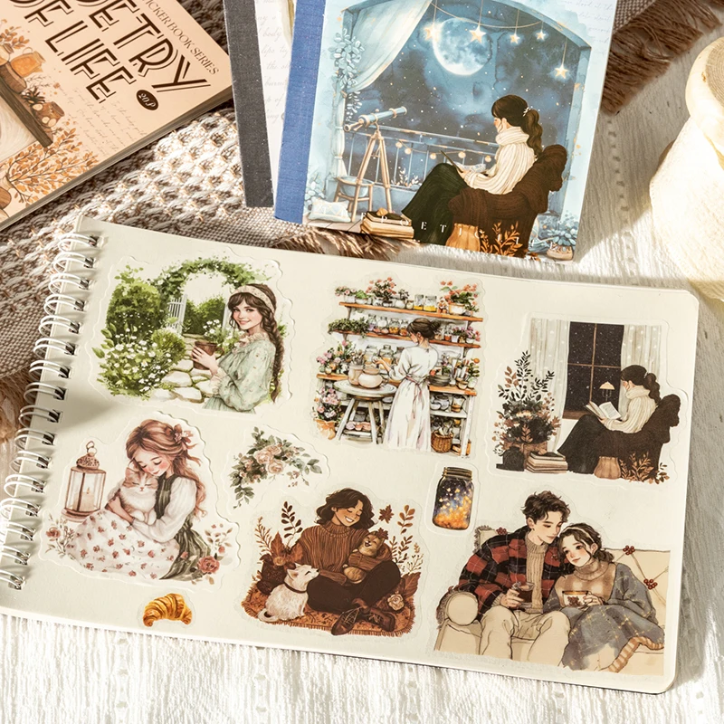 Cartoon Stickers Decorative Stickers Self Adhesive Stickers Stationery Stickers Paper Stickers Adhesive Stickers DIY Scrapbooking Accessories Magic Stickers Sticker Storage Book 20 pcs PET Die cut Stickers bookGirl's life Decorative handmade Scrapbooking Material Diary Album Craft Supplies
