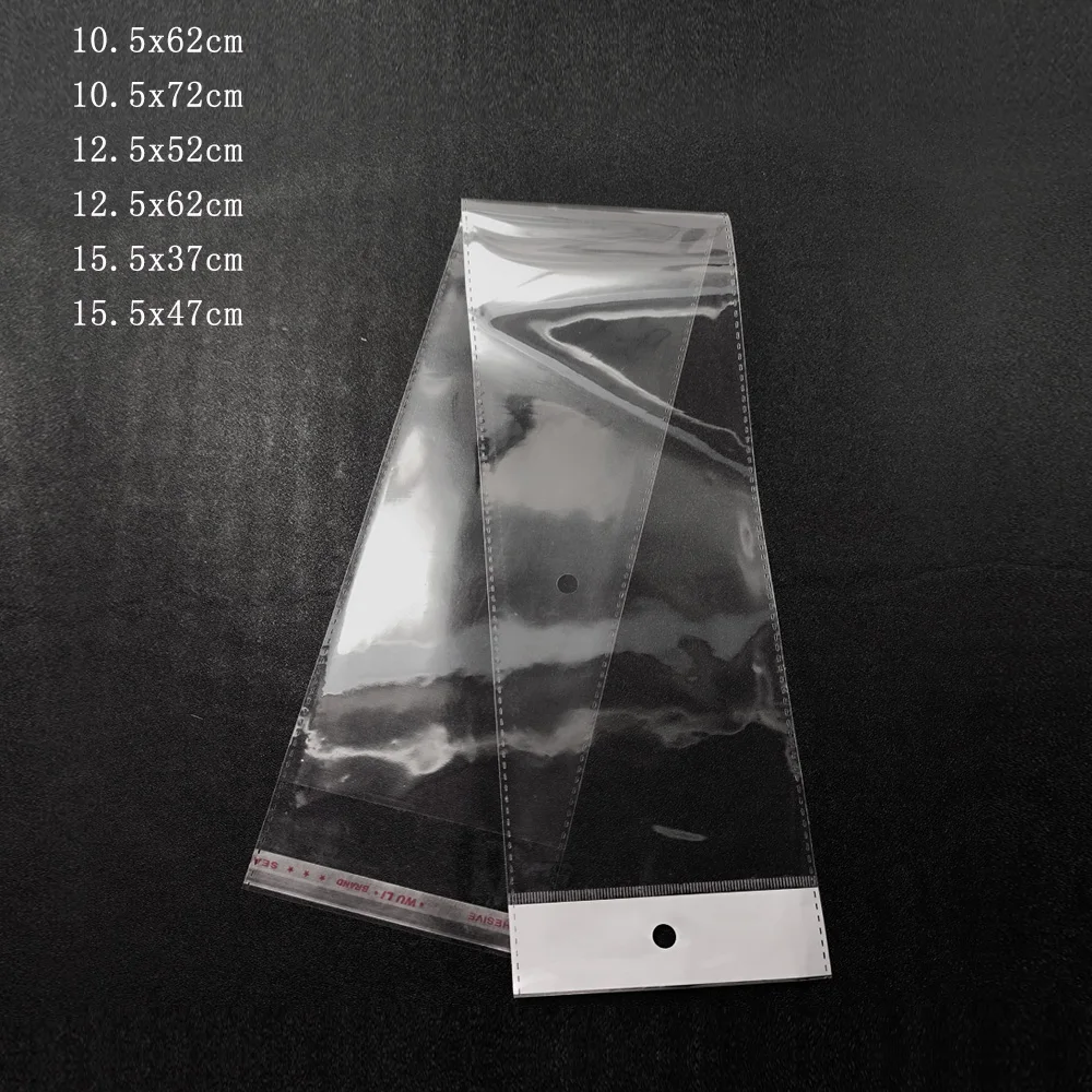 Sachets Auto-adhésifs Longs 100 Pièces 5x15cm Clairs Sacs En Cellophane Avec Fermeture Adhésive