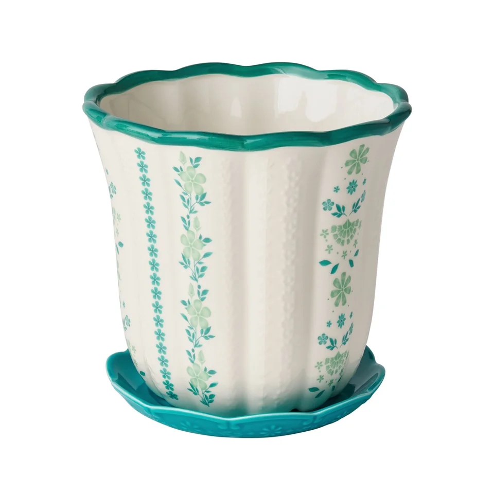 8 Inch Flower Scallop Ceramic Planter Pot