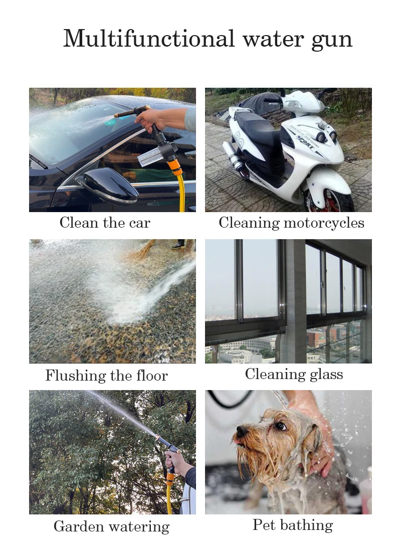 Description Picture 3 of itemHigh pressure household garden car wash water gun hose telescopic watering pet cleaning shower nozzle divine tool set