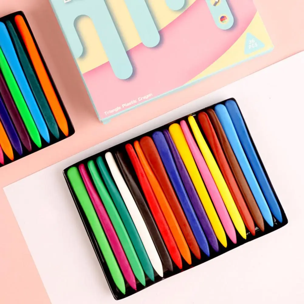 Drawing Long Grip Crayon Wax Practical Dual-head Use Painting Crayon 12/24/36 Colors/Set For Kids