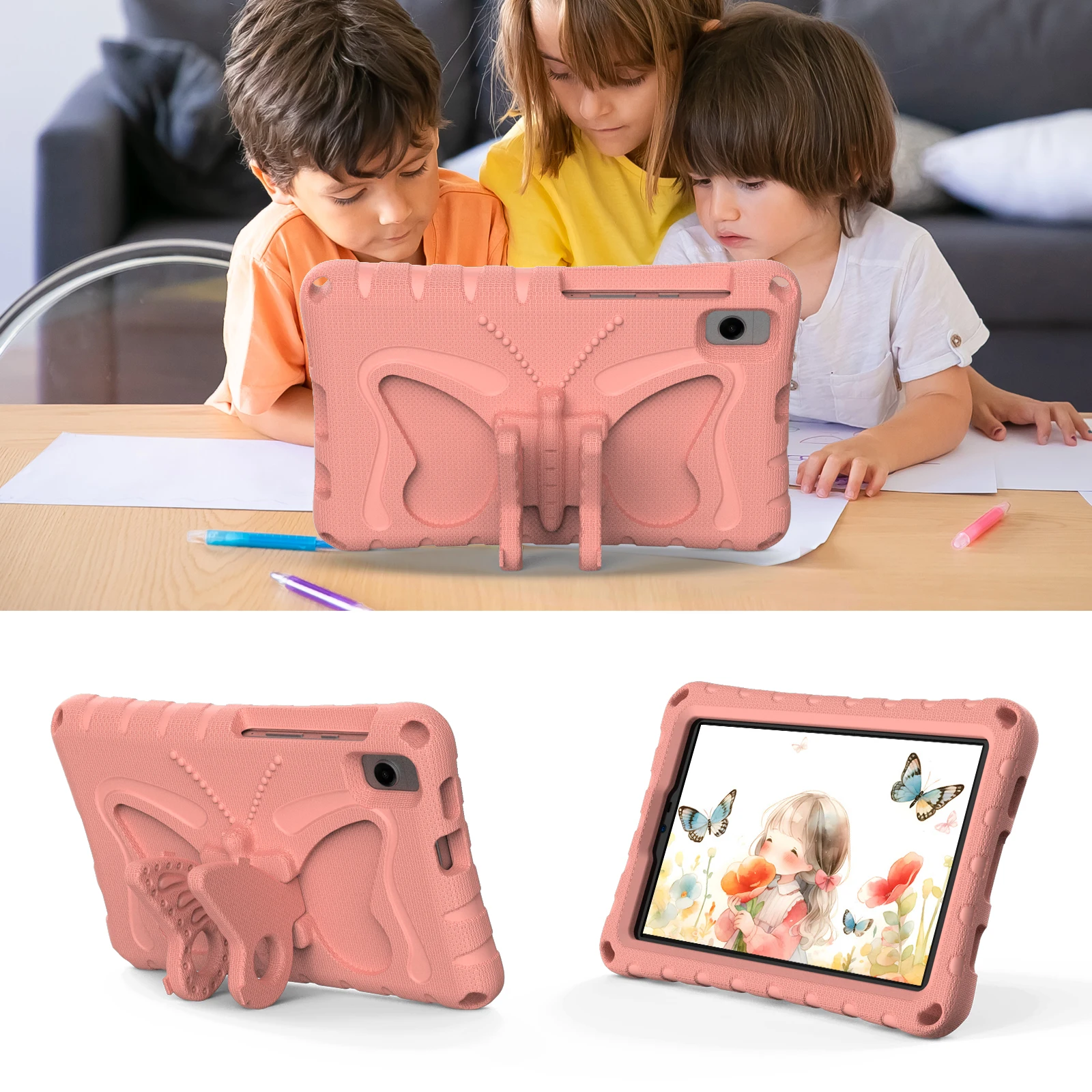 EVA Butterfly Kids Protective Tablet Case with Stand - Vibrant, Durable Cover
