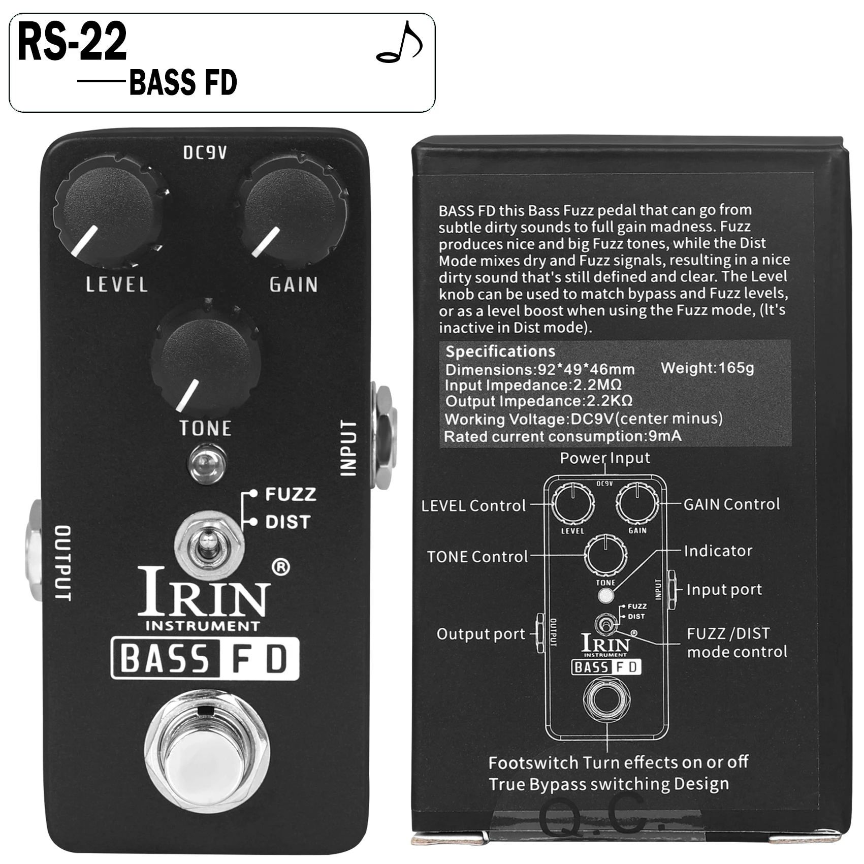 Enhanced Electric Guitar Effects Pedal: Versatile Fuzz, Overdrive, Distortion, Flanger, Ensemble & Tremolo Effects Accessory