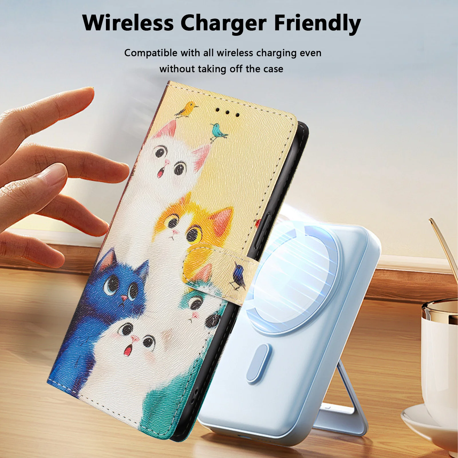Adorable Cat Leather Flip Wallet Phone Case - Stylish and Functional Back Cover