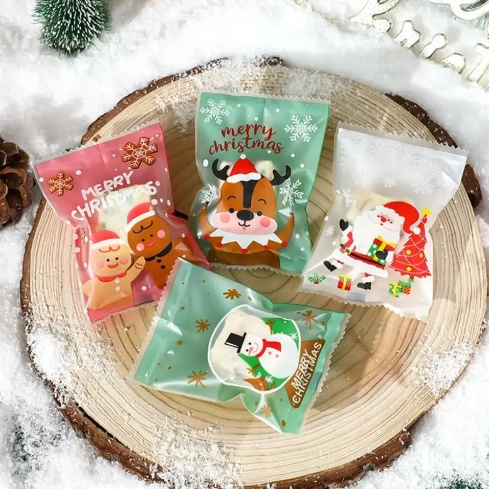 

100pcs Christmas Candy Cookie Bags Handmade Nougat Baking Packaging Pounches Christmas Decorations 2024 New Year Gift