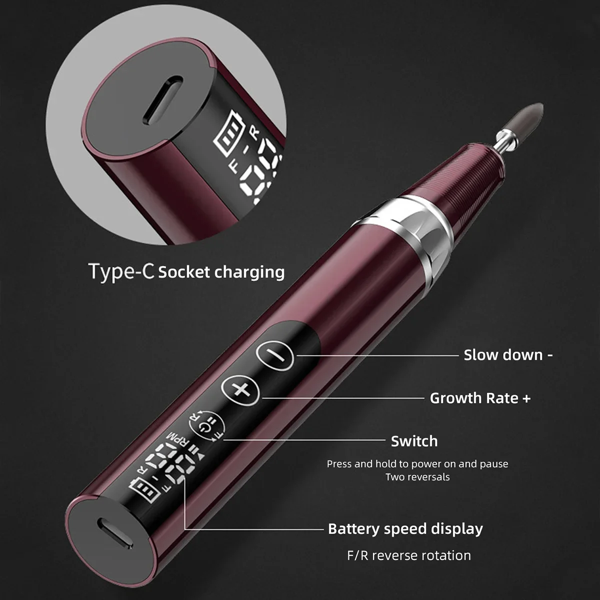 35000RPM Wireless Nail Drill Pen USB Nail File Polishing Pen Rechargeable Nail Drill Machine Portable Manicure Drill Salon Tool 2