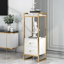 

Nordic Wrought Iron Living Room Bedside Cabinet Bedroom Furniture Book Plant Shelf Simple Modern Balcony Storage Bedside Table