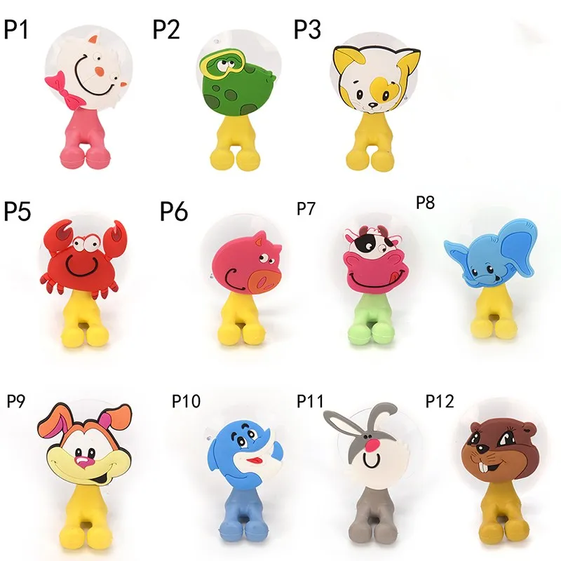 Multifunctional Cute Cartoon Animal Suction Cup Toothbrush Holder Hooks Bathroom Accessories Wall Suction Holder Tool 1PC toothbrush holder wall mounted storage hook