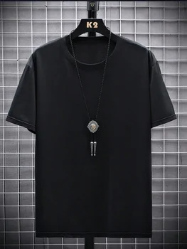 Hot Sale Solid Color High Quality Print T-Shirts Men Casual Street T Shirts Summer Oversize Clothes Loose Cotton Short Sleeve 2